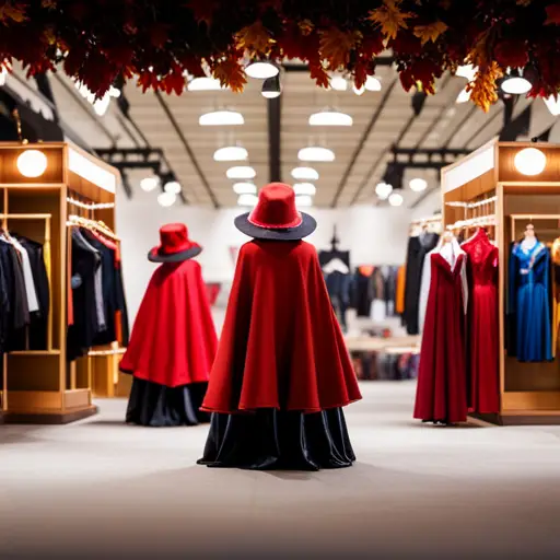 An image of a retail store with a display of Halloween costumes in the fall, and then transition to a display of winter holiday costumes in the winter, showing the seasonal fluctuations in costume sales