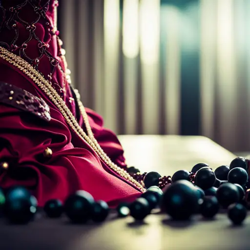 An image of a costume featuring a mix of textures such as velvet, leather, and lace